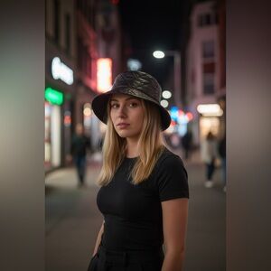 Aritzia Black Quilted Bucket Hat